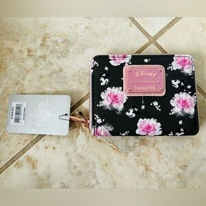 Loungefly Black and Pink Floral Wallet